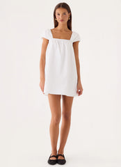 Sugar Blush Cotton Mini Dress - White