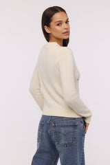 Cream Wool + Cashmere Pink Floral Embroidered Cardigan