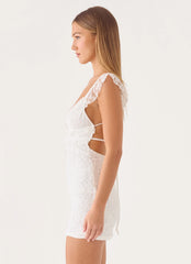 Giulia Lace Mini Dress - White
