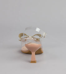 Pretty Precision Rhinestone Bow Slingback Mules
