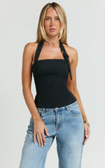 Tyler Top - Adjustable Halter Fitted Top in Black