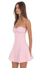 Fit and Flare Open back Mini Dress in Pink