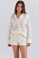 White Cotton Broderie Anglaise Shorts
