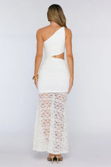 Styled Studio One Shoulder Lace Maxi Dress White