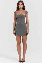 Grey Lace Back Corset