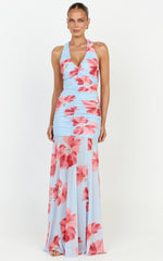 Jasmine Maxi Dress - Ruched Racer Back Dress in Mirabelle Floral Print