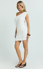 Fiona Mini Dress - Off Shoulder Relaxed Knit Dress in Off White