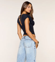 Cafe Run Plunge Neck Crop Top