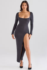 Charcoal Cashmere Knit Maxi Dress