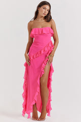 Fuchsia Ruffle Maxi Dress