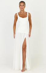 Coco Maxi Dress - Corset Bodice Fit And Flare Dress in White