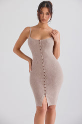Beige Cashmere Knit Midi Dress