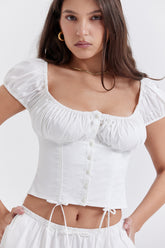 White Gathered Top