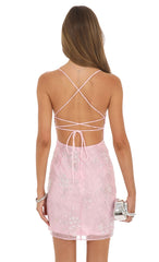 Beaded Mini Dress in Pink