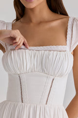 White Voile + Broderie Anglais Maxi Dress