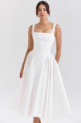White Cotton Midi Sundress