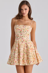 Warm Rose Print Cotton Flared Mini Sundress