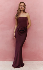 Kailani Maxi Dress - Strapless Corset Bodice Lace Up Back Dress in Chocolate