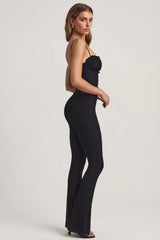 Bow-Detail Lace Flared Jumpsuit in Black