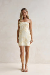 Songs Written Mesh Mini Dress Yellow