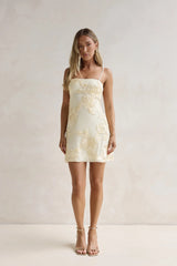 Songs Written Mesh Mini Dress Yellow