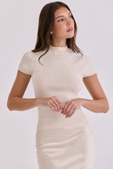 Ivory Cotton + Cashmere Short Sleeve Top