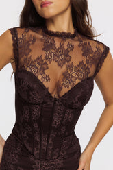 Chocolate Brown Lace Corset Top