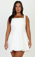 Talia Mini Dress - Scoop Neck Fit And Flare Dres in White