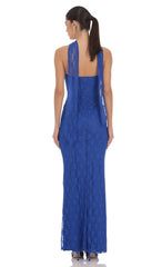 Scarf Lace Maxi Dress in Royal Blue