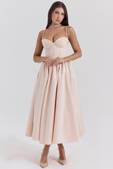 Peach Satin Corset And Skirt