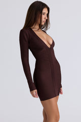 Chocolate Long Sleeve Bandage Mini Dress