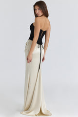 Black & Champagne Corset Maxi Gown
