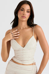 Off White Vegan Leather Corset