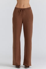 Tan Cashmere + Wool Wide Leg Trousers