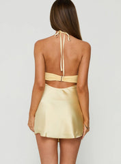 Odyssa Halter Mini Dress Yellow