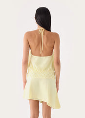 Keep It Secret Crinkle Mini Dress - Baby Yellow