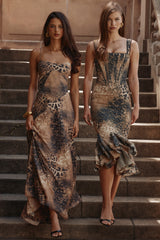 Leopard Hand Beaded Embellished Maxi Dress