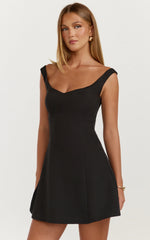 Jayce Mini Dress - Off The Shoulder A Line Dress in Black