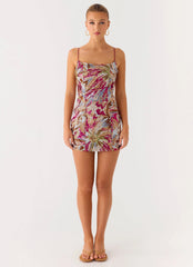 Soul Sound Sequin Mini Dress - Fuchsia Floral Beaded