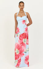 Luciana Maxi Dress - Halter Neck Twist Front Dress in Luciana Floral Print