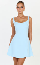 Jayce Mini Dress - Off The Shoulder A Line Dress in Blue
