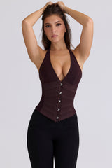Chocolat Satin Waist Cinch Corset Top