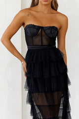 DEAR EMILIA Proudest Entrance Strapless Maxi Dress Black