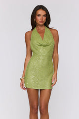 The Tease Edit Halter Mini Dress Lime