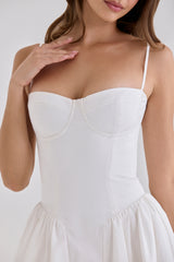 White Cotton Corset Mini Dress