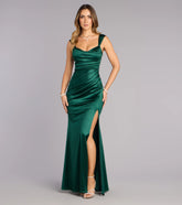 Carlie Satin Slit Mermaid Formal Dress