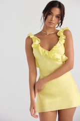 Buttercup Satin Ruffle Mini Dress