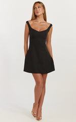 Jayce Mini Dress - Off The Shoulder A Line Dress in Black