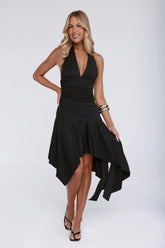 Glowberry Halter Midi Dress Black