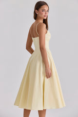 Lemon Cotton Princess Cut Midi Sundress